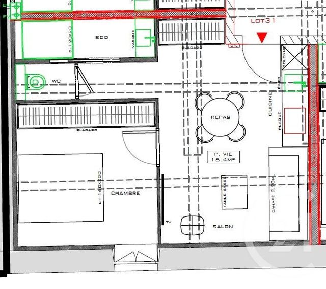 Appartement F2 à vendre - 2 pièces - 36.5 m2 - ST ETIENNE - 42 - RHONE-ALPES - Century 21 Seux Immobilier